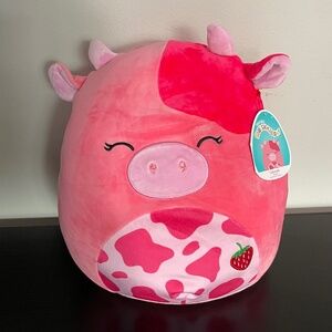 Calynda Strawberry Cow Pink Squishmallow Official Kellytoy 12" NWT 2021 HTF RARE